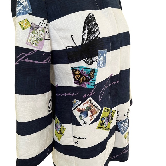 Chico's Navy Blue and White Striped Postcard Jacket 00(2) - Picture 5 of 14